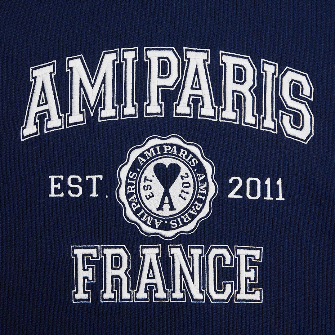 Sweatshirt Ami Paris à col rond - Nautic Blue