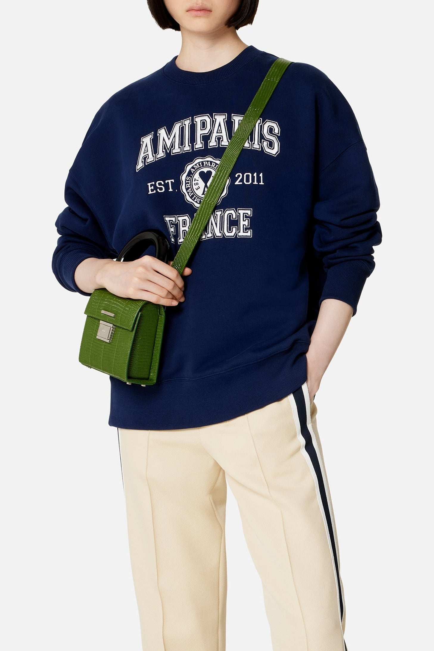 Sweatshirt Ami Paris à col rond - Nautic Blue