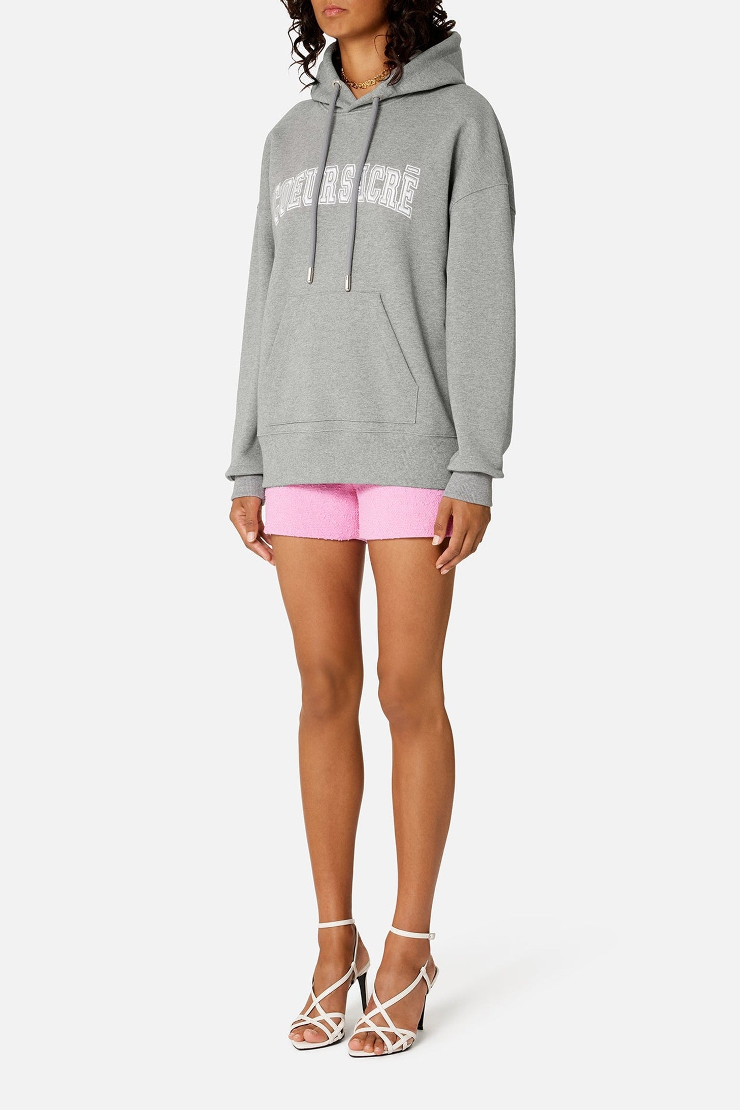 Sweat à capuche Cœur Sacré - Heather Grey