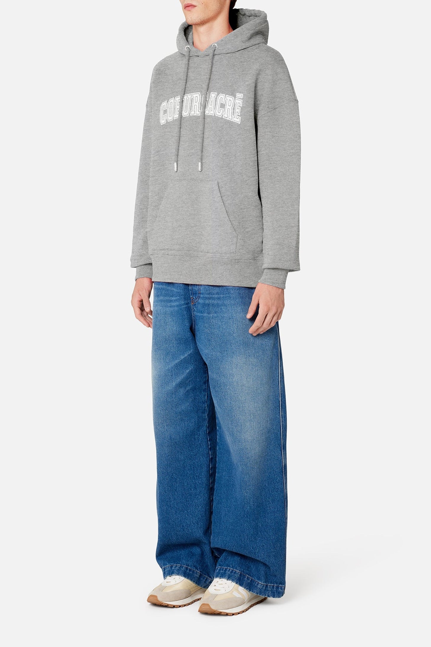 Sweat à capuche Cœur Sacré - Heather Grey