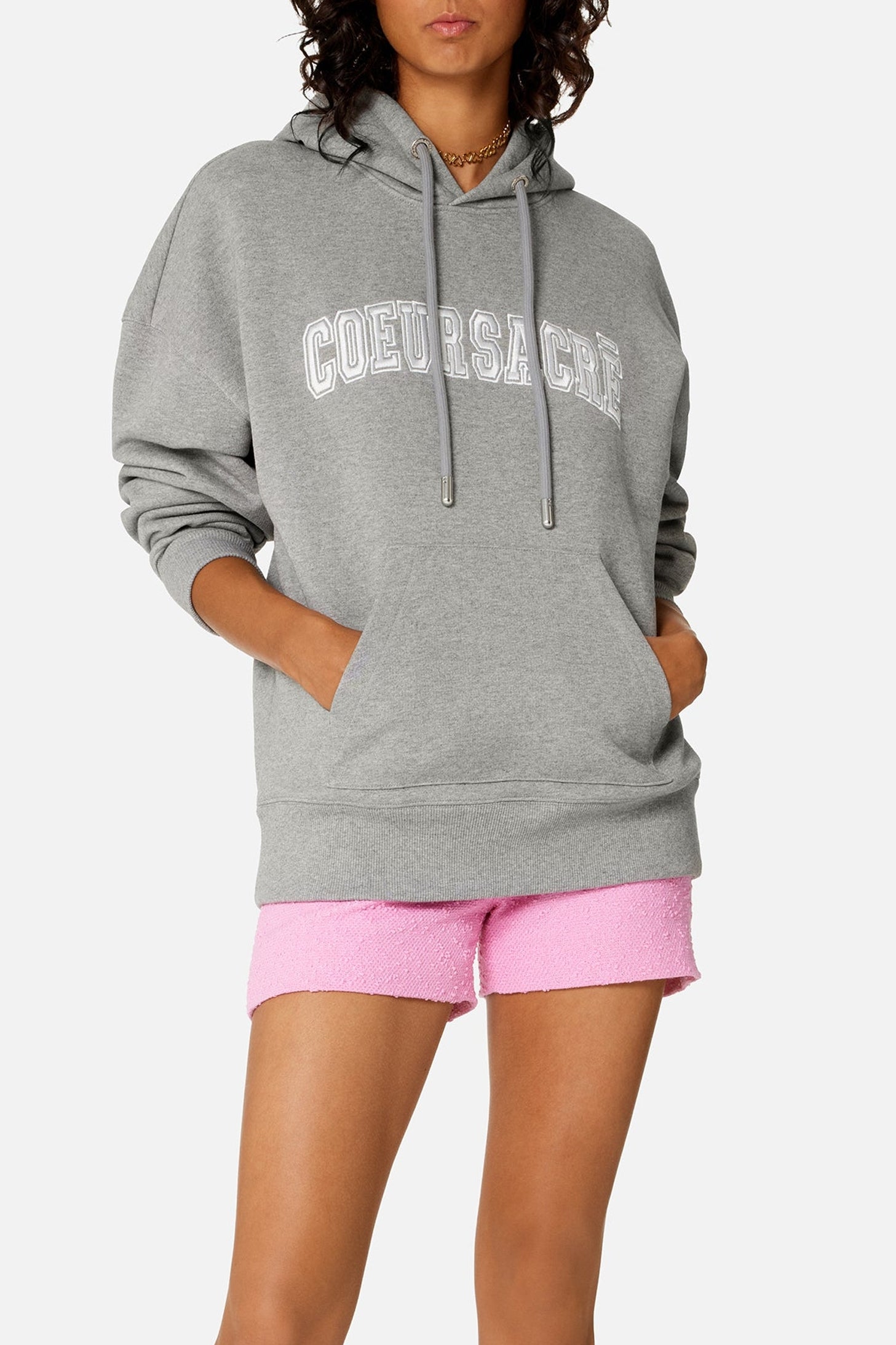 Sweat à capuche Cœur Sacré - Heather Grey
