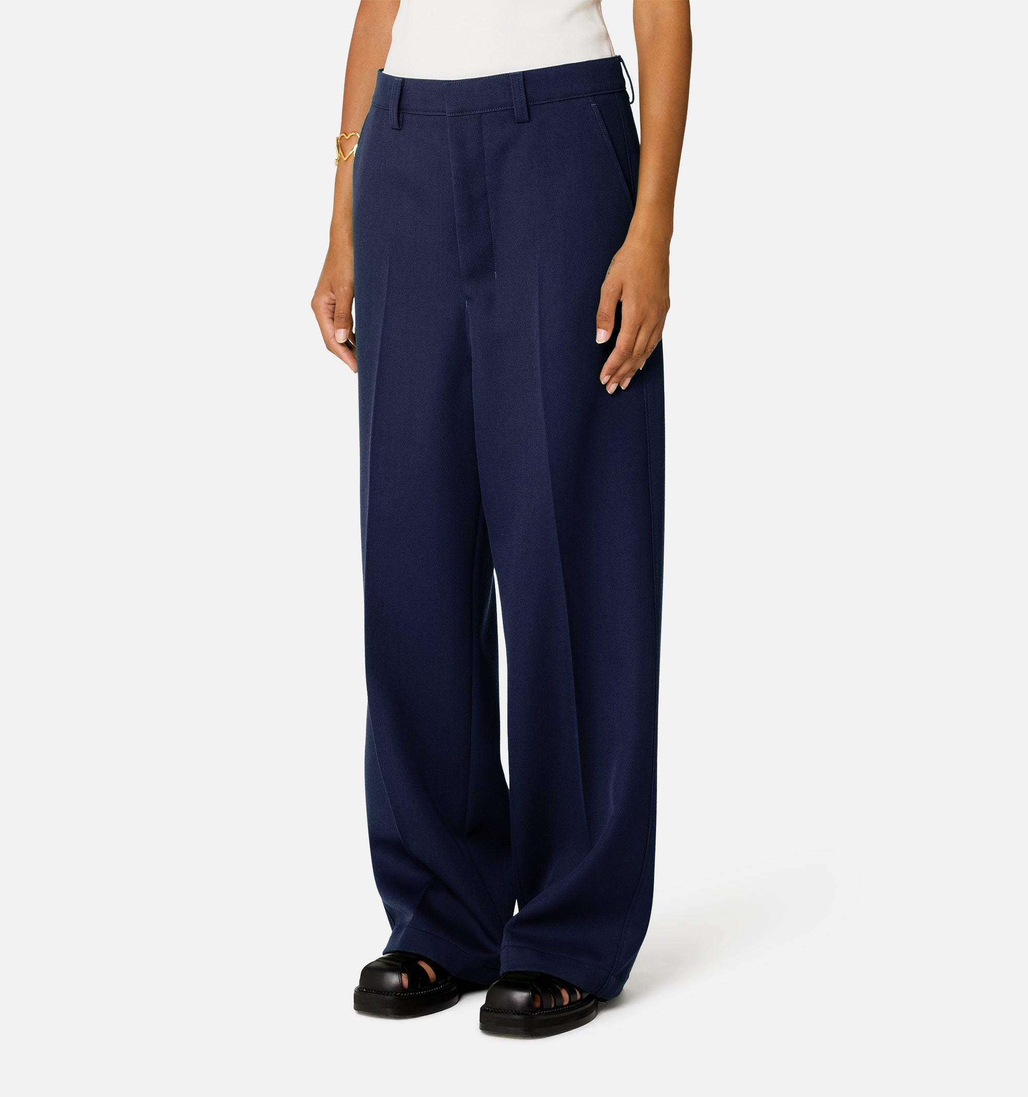 Pantalon large en laine - Nautic Blue