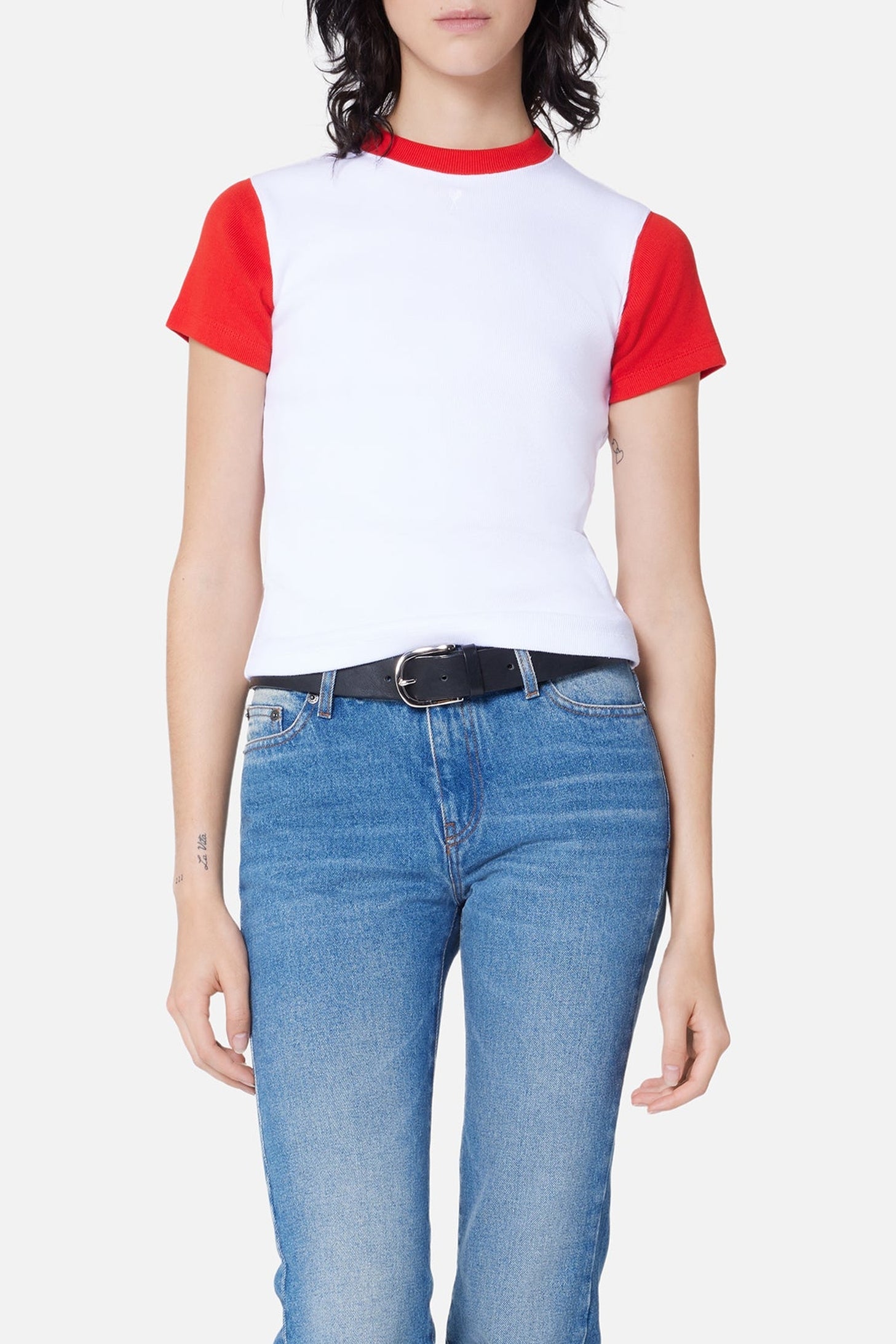 T-shirt Ami de Cœur avec logo brodé - White & Scarlet Red