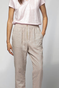 Pantalon Bedra droit en lin lurex - Dune
