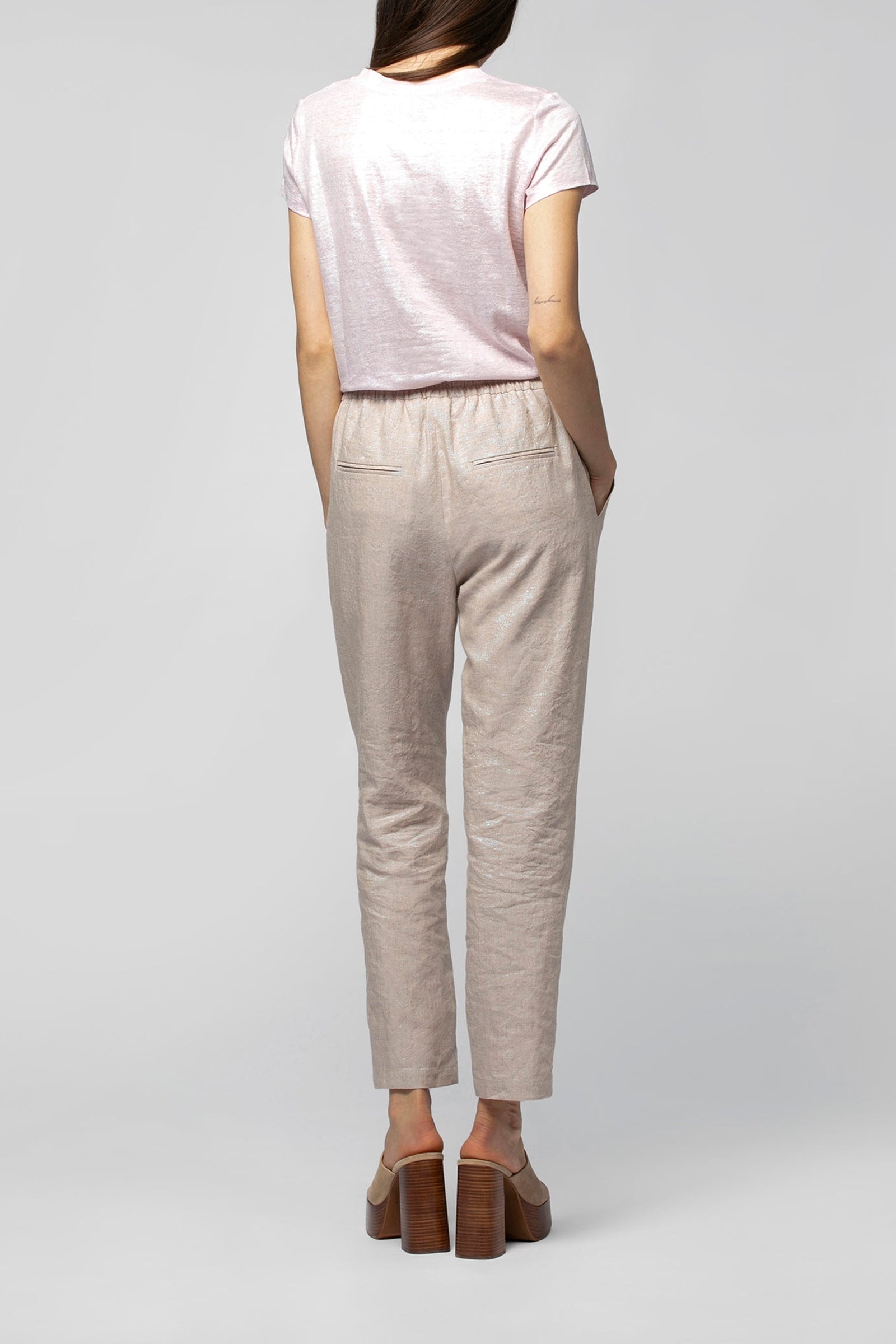 Pantalon Bedra droit en lin lurex - Dune