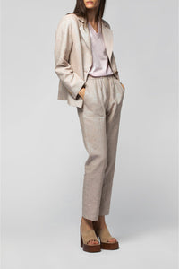 Pantalon Bedra droit en lin lurex - Dune