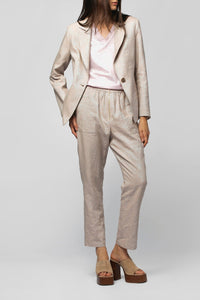 Pantalon Bedra droit en lin lurex - Dune