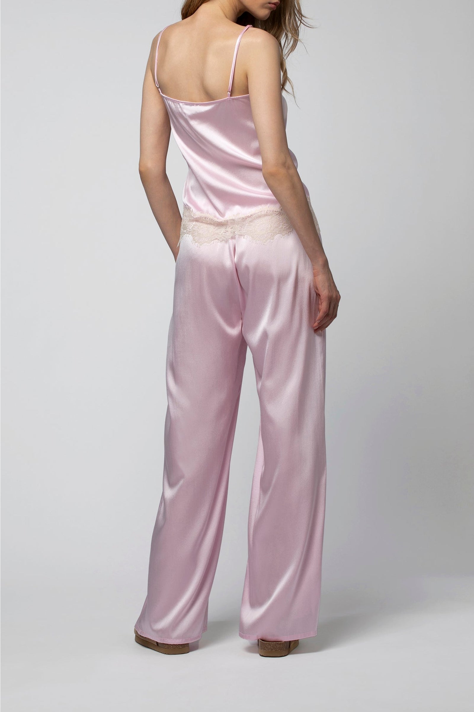 Beila straight silk trousers - Baby Pink