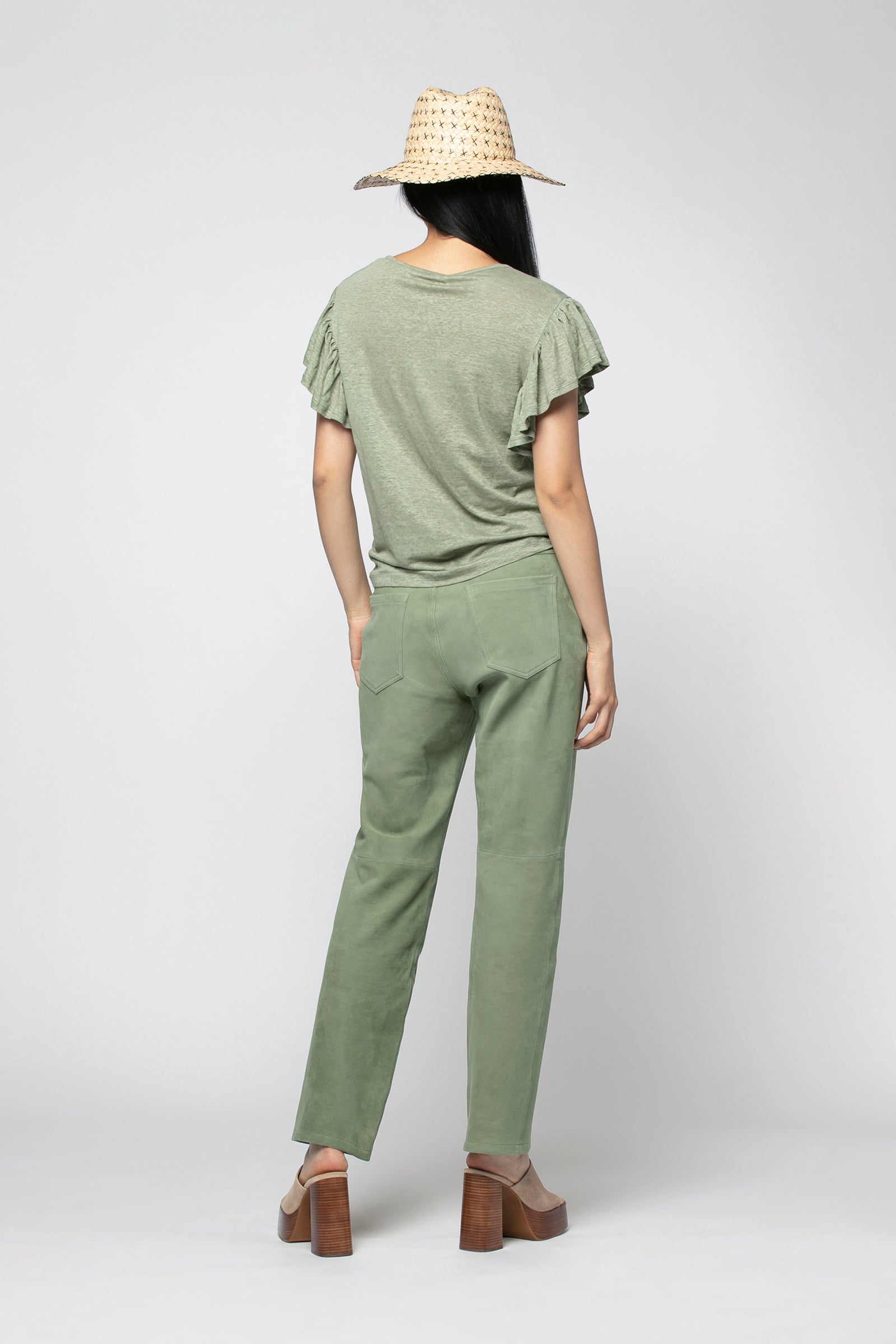 1 QTY NEW PANTALON EN CUIR VELOURS