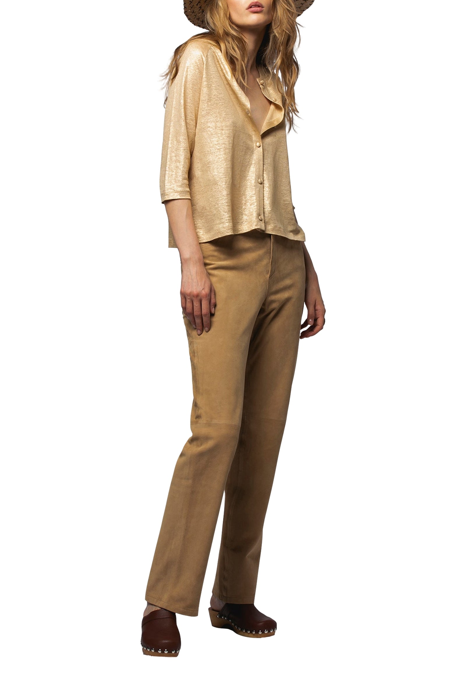 1 QTY RELIQUAT ST 100% QTY VENDU 1/1 PANTALON EN CUIR VELOURS