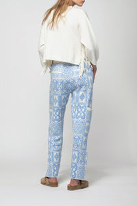 Bianka wool and cashmere jacquard trousers - Ciel White