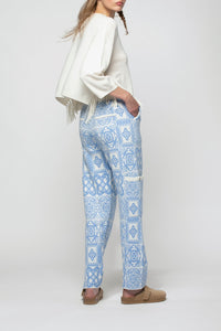 Bianka wool and cashmere jacquard trousers - Ciel White