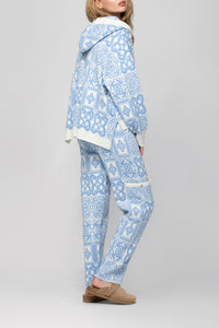 Bianka wool and cashmere jacquard trousers - Ciel White