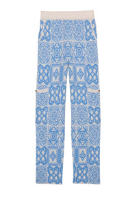 Bianka wool and cashmere jacquard trousers - Ciel White