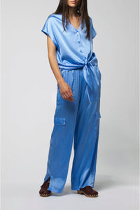 Pantalon Bowen cargo en soie - Ciel