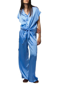 Pantalon Bowen cargo en soie - Ciel