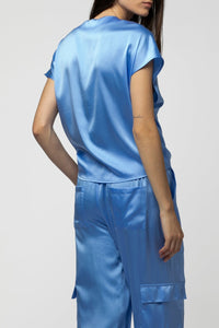 Pantalon Bowen cargo en soie - Ciel