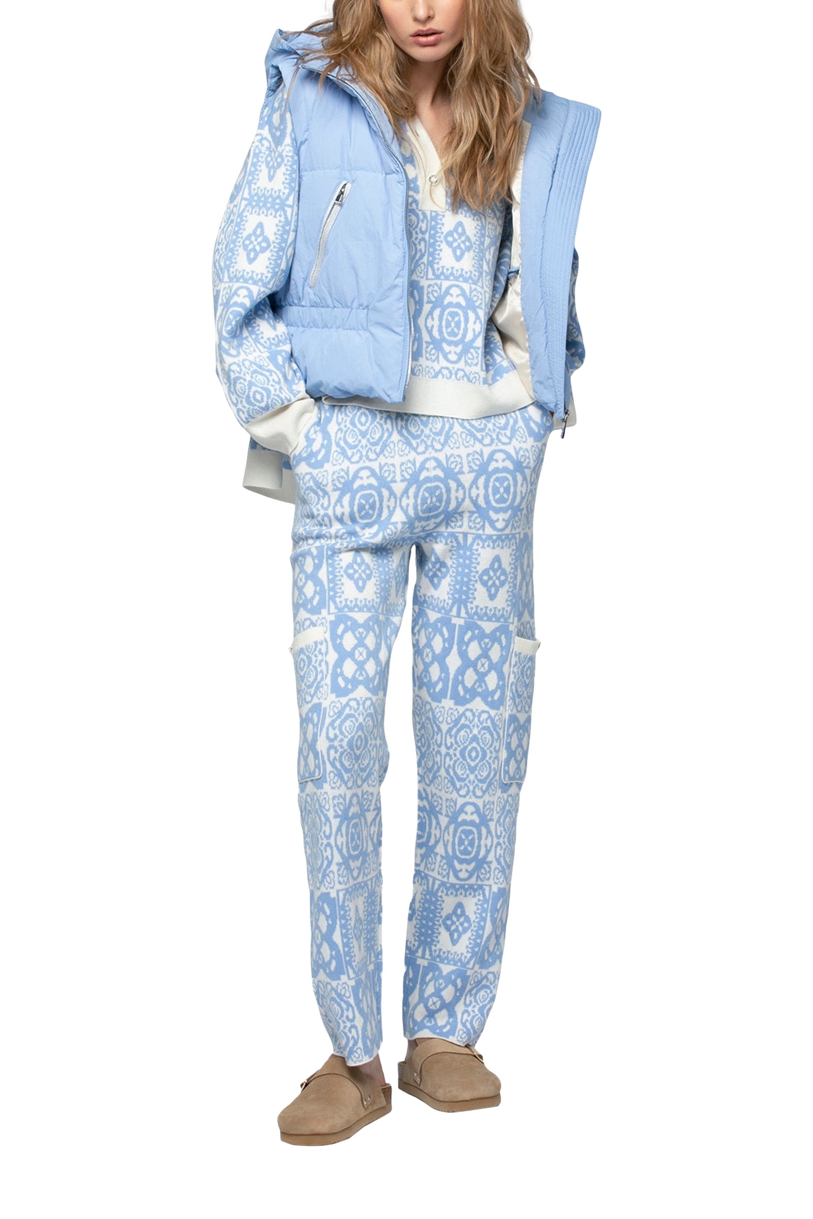 Diala short sleeveless down jacket - Light Ciel