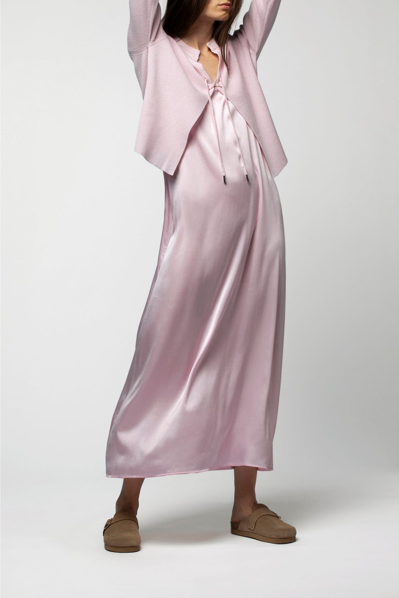 Gimmy cashmere cardigan with lacing - Baby Pink