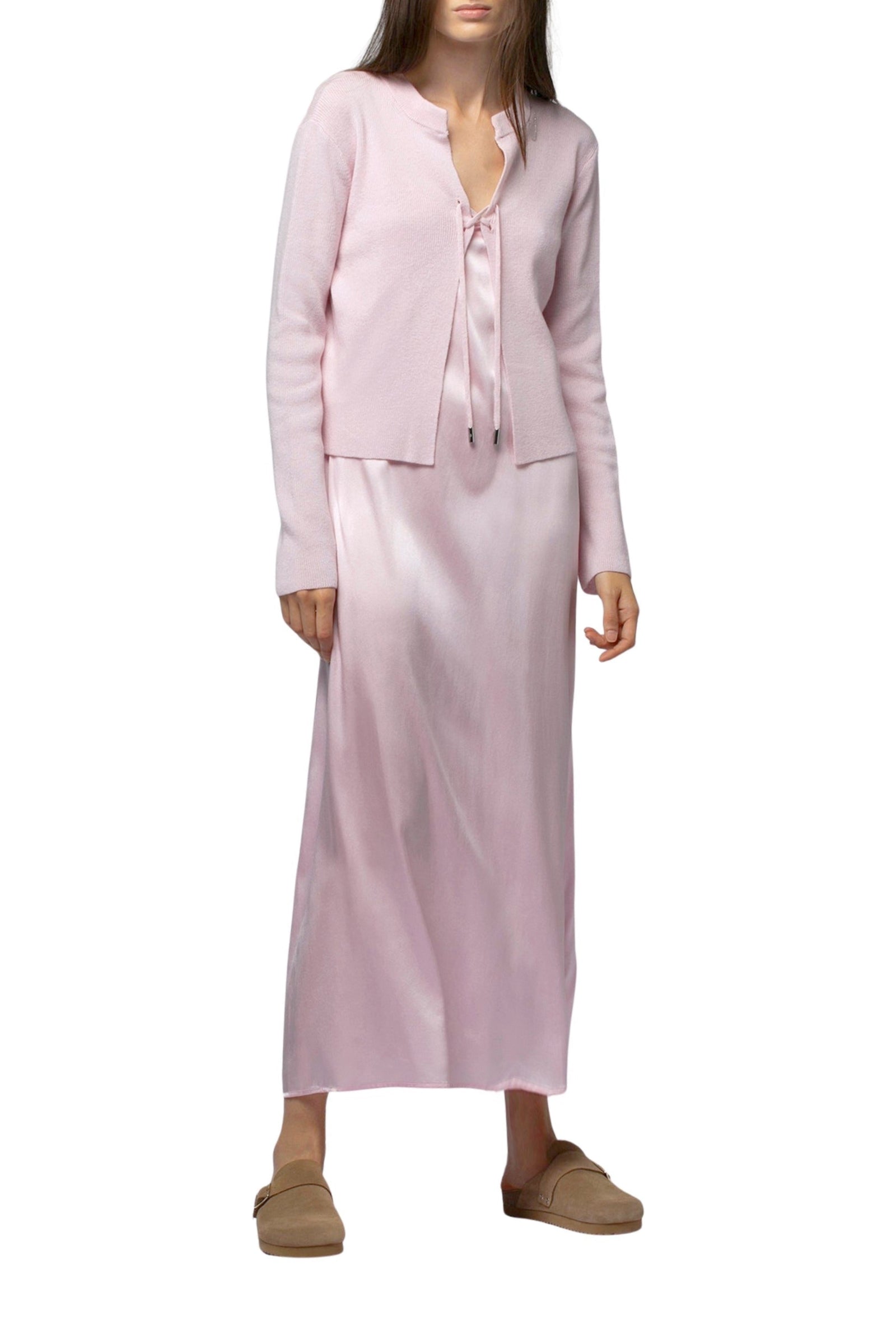 Gimmy cashmere cardigan with lacing - Baby Pink