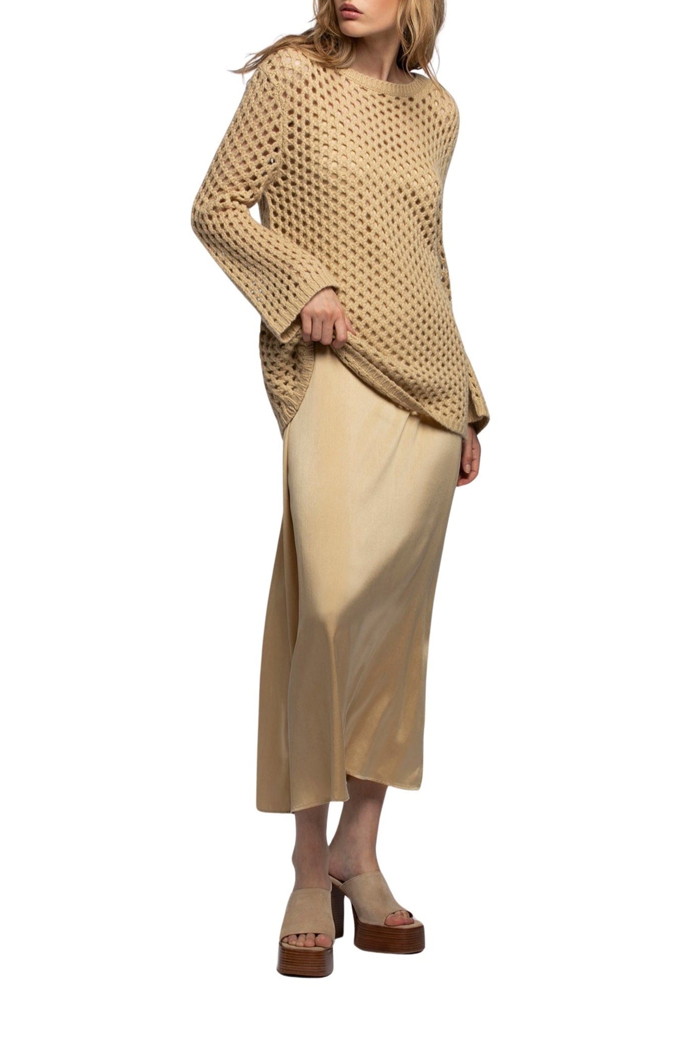 Perine openwork jumper in wool and cashmere - Dune