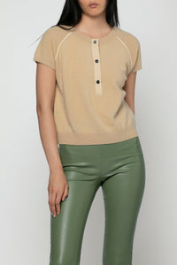 Priska wool and cashmere short-sleeve jumper - Dune