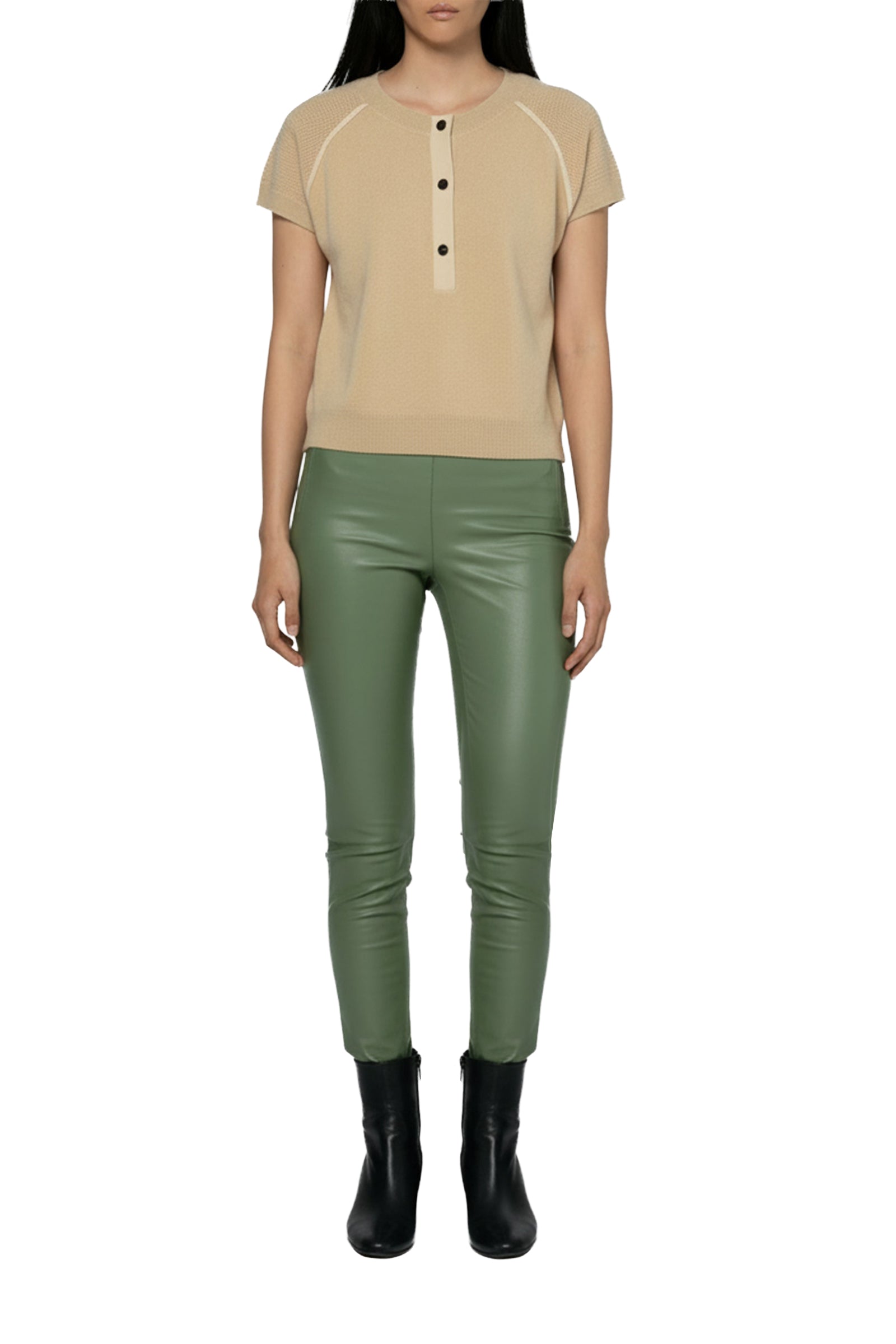 Priska wool and cashmere short-sleeve jumper - Dune