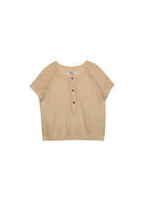 Priska wool and cashmere short-sleeve jumper - Dune