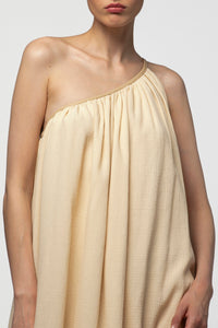 Ramiza asymmetrical dress with leather details - Linen