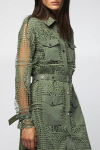 Roxa shirt dress, broderie anglaise - Almond