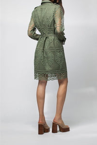 Roxa shirt dress, broderie anglaise - Almond