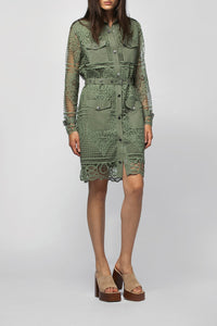 Roxa shirt dress, broderie anglaise - Almond