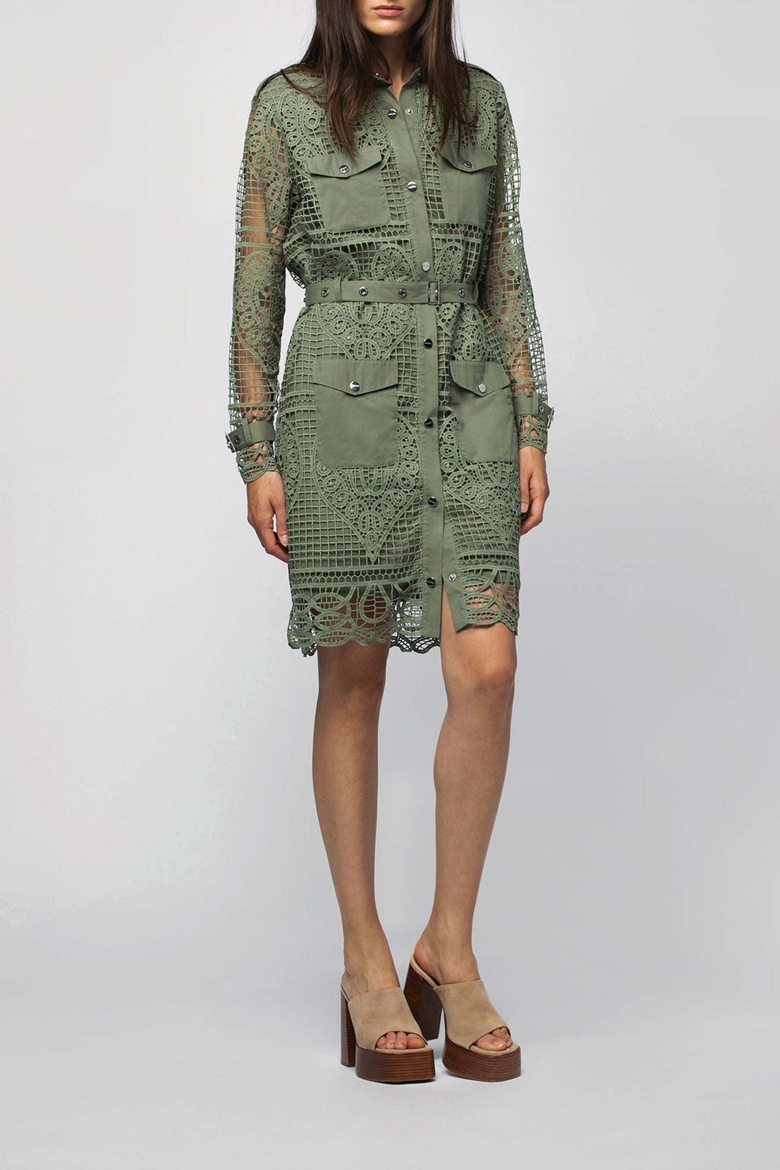 Roxa shirt dress, broderie anglaise - Almond