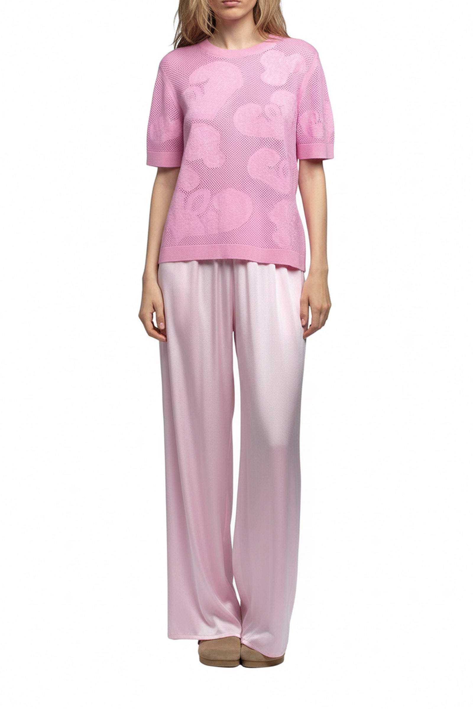 Tama embroidered wool hearts top - Pink