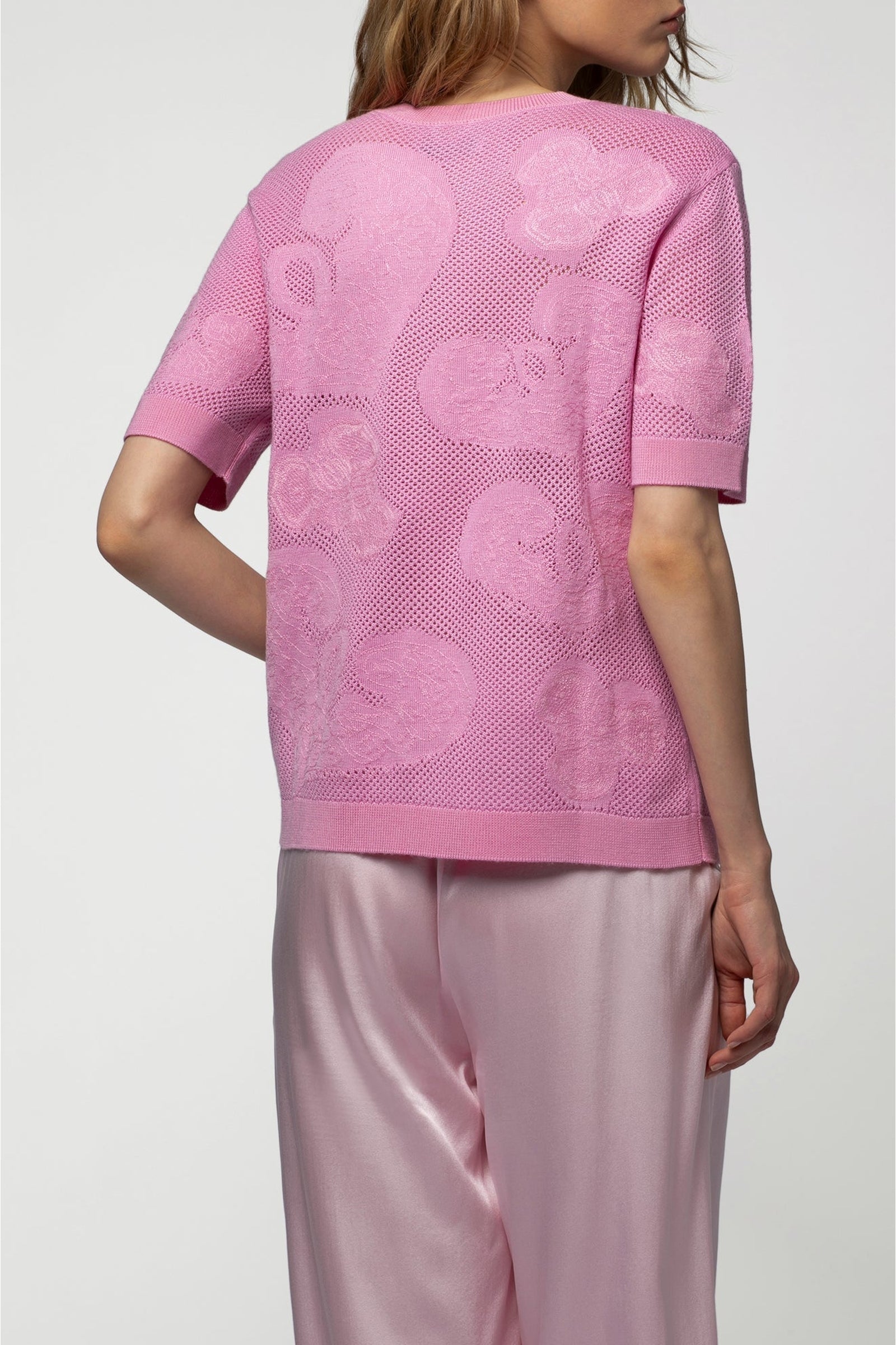 Tama embroidered wool hearts top - Pink
