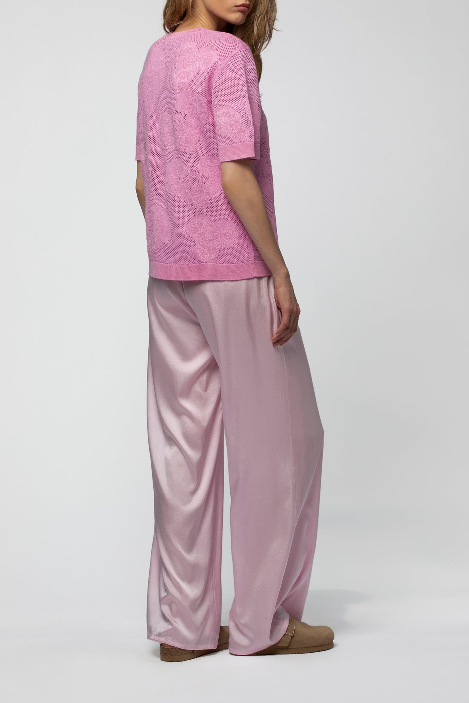 Tama embroidered wool hearts top - Pink