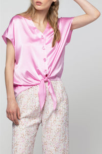 Top Telya noue en soie - Pink