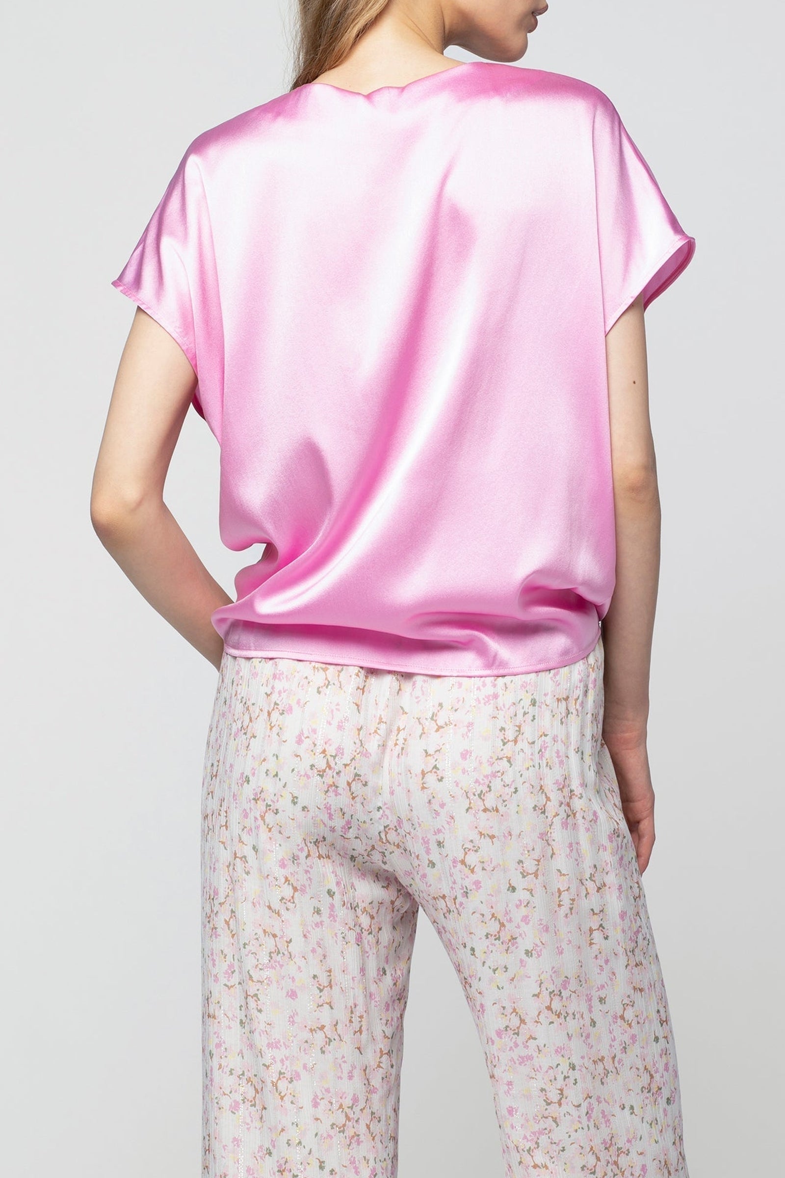 Top Telya noue en soie - Pink