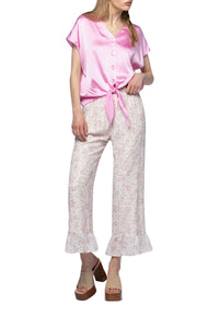 Top Telya noue en soie - Pink