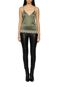 Tia silk and lace camisole - Almond