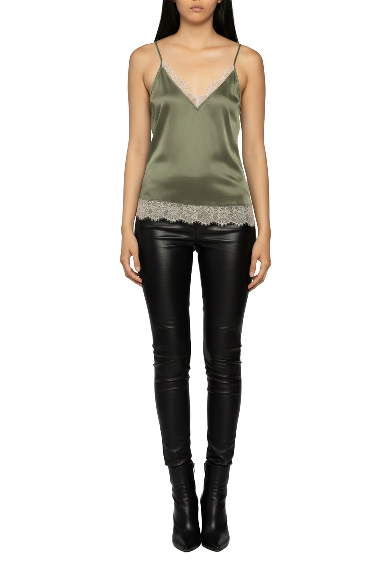 Tia silk and lace camisole - Almond