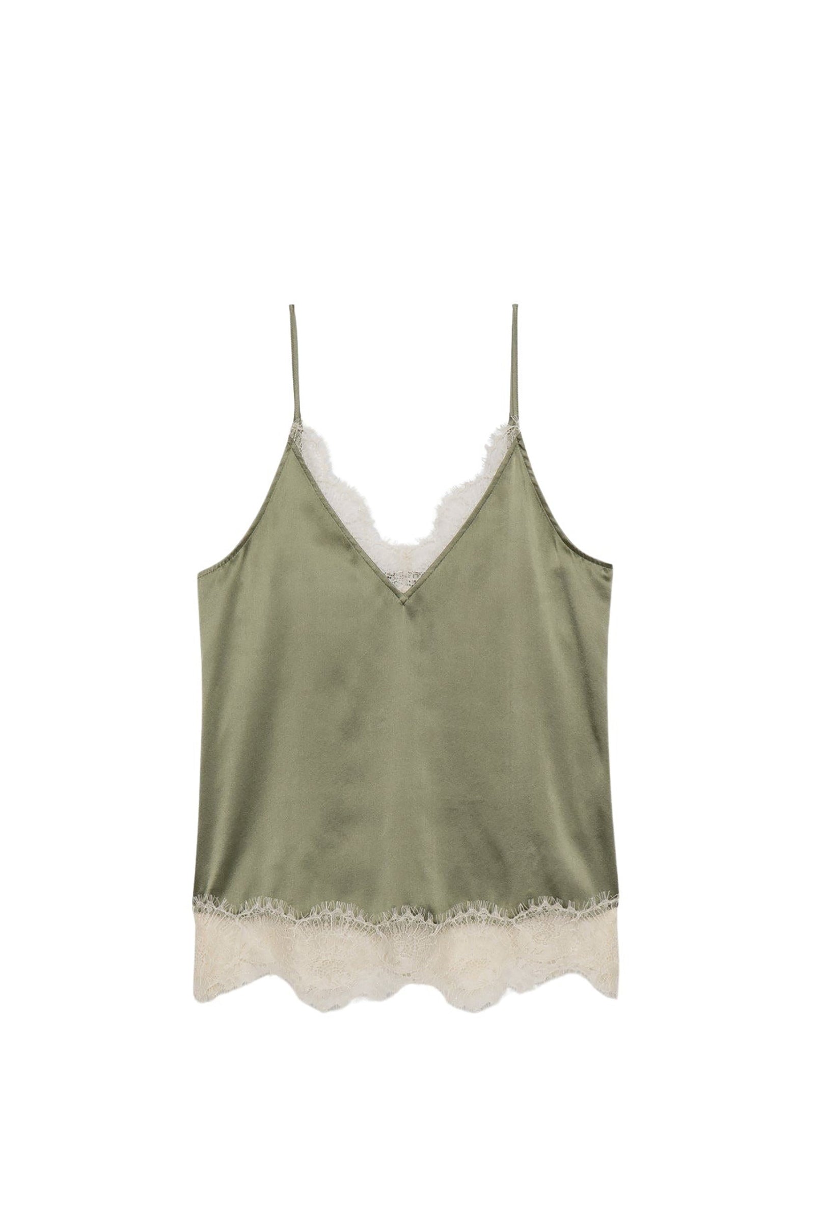 Tia silk and lace camisole - Almond