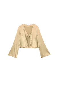 Tizia top with silk tie detail - Dune
