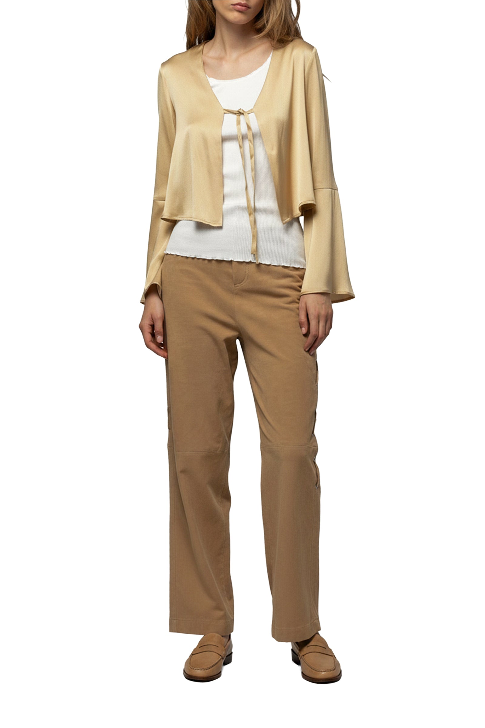 Tizia top with silk tie detail - Dune