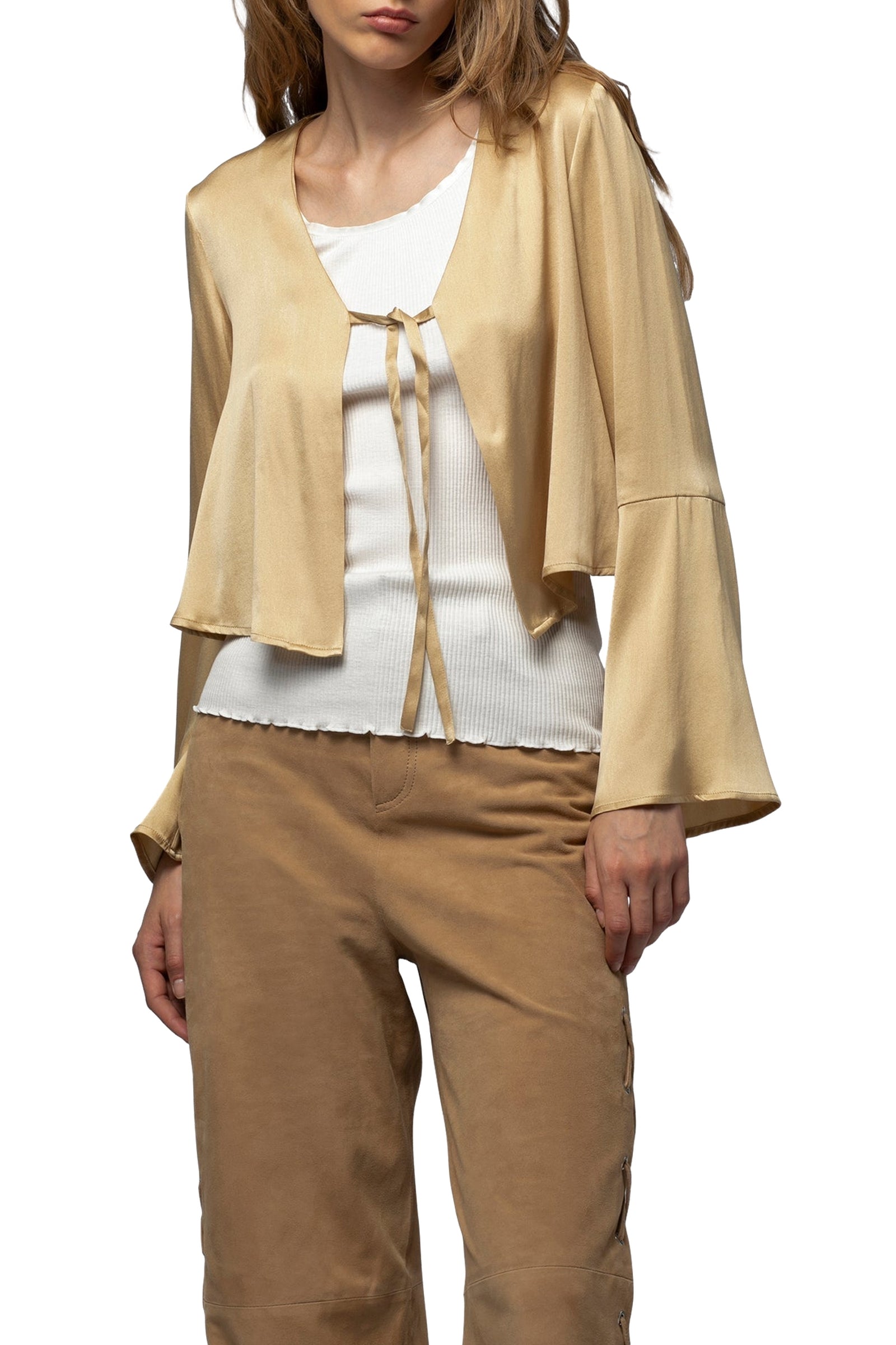 Tizia top with silk tie detail - Dune
