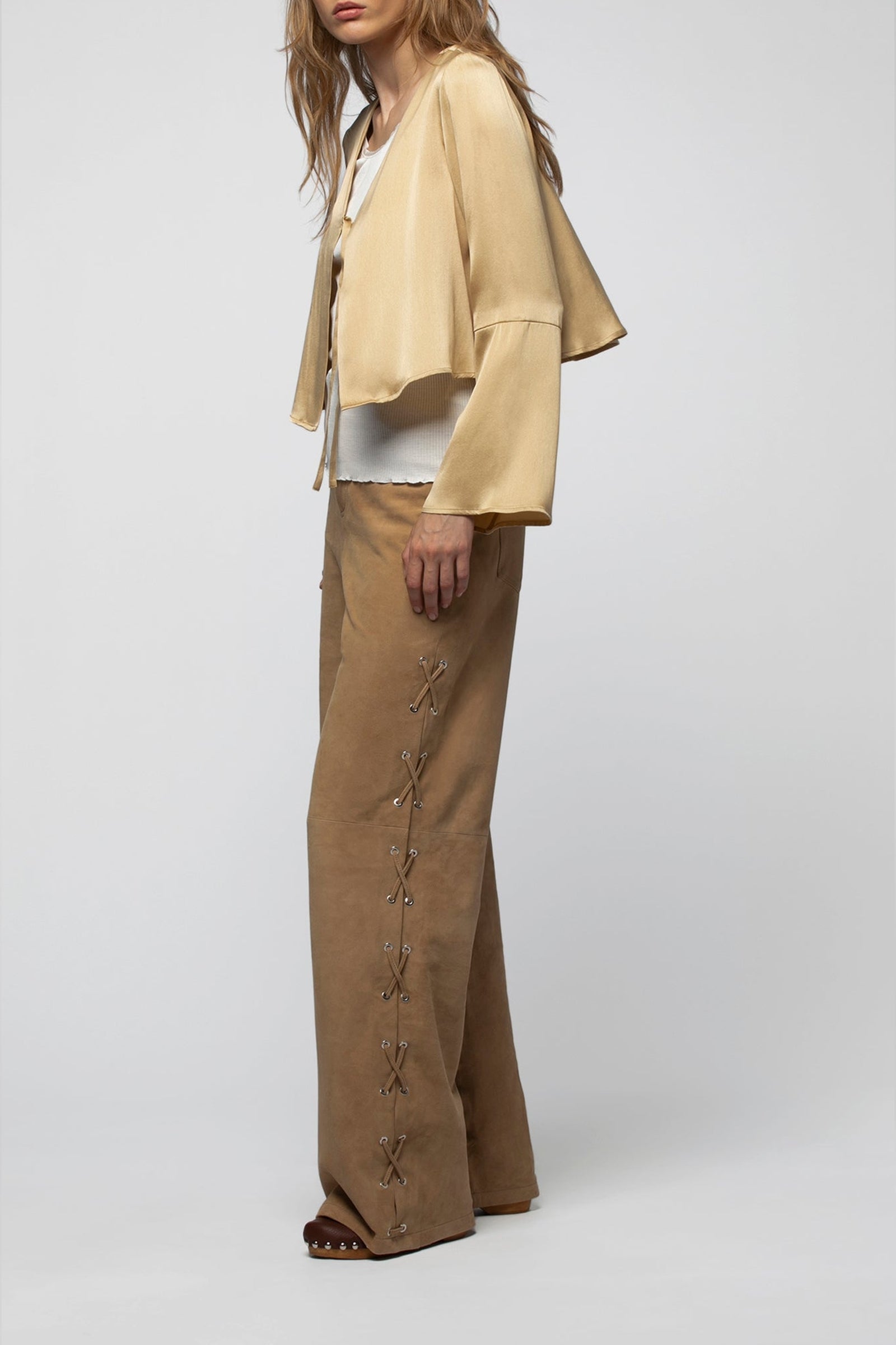 Tizia top with silk tie detail - Dune