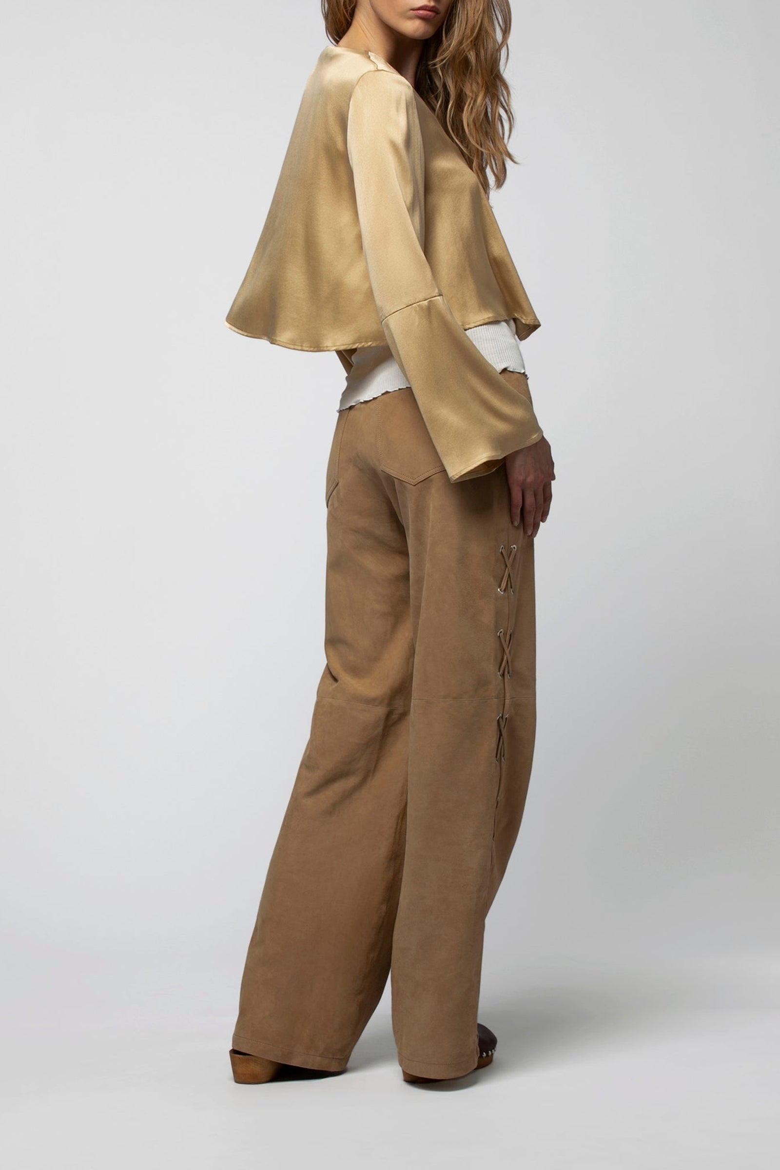Tizia top with silk tie detail - Dune