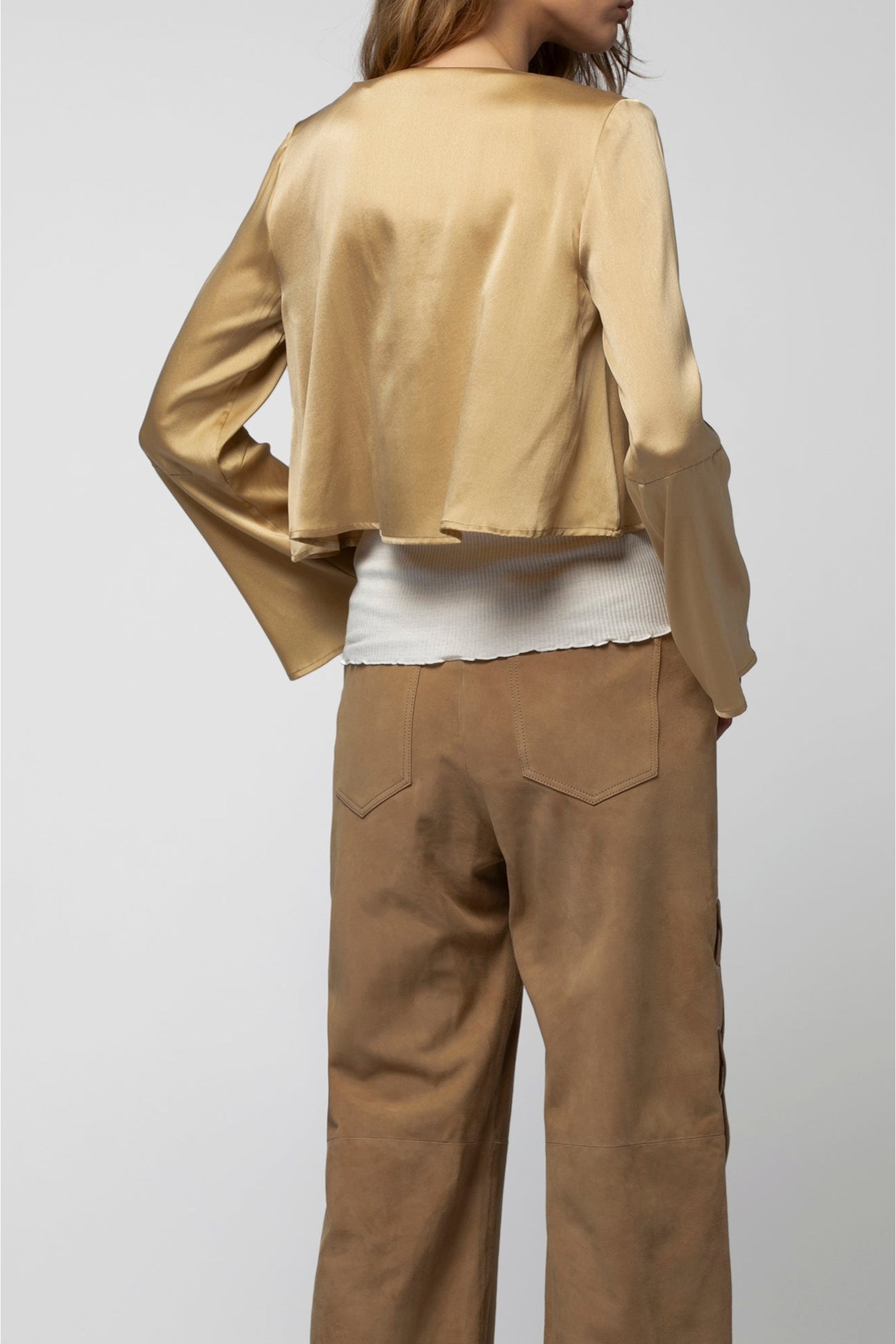 Tizia top with silk tie detail - Dune