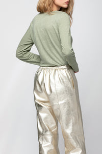 Tyhoa lace top in linen - Almond