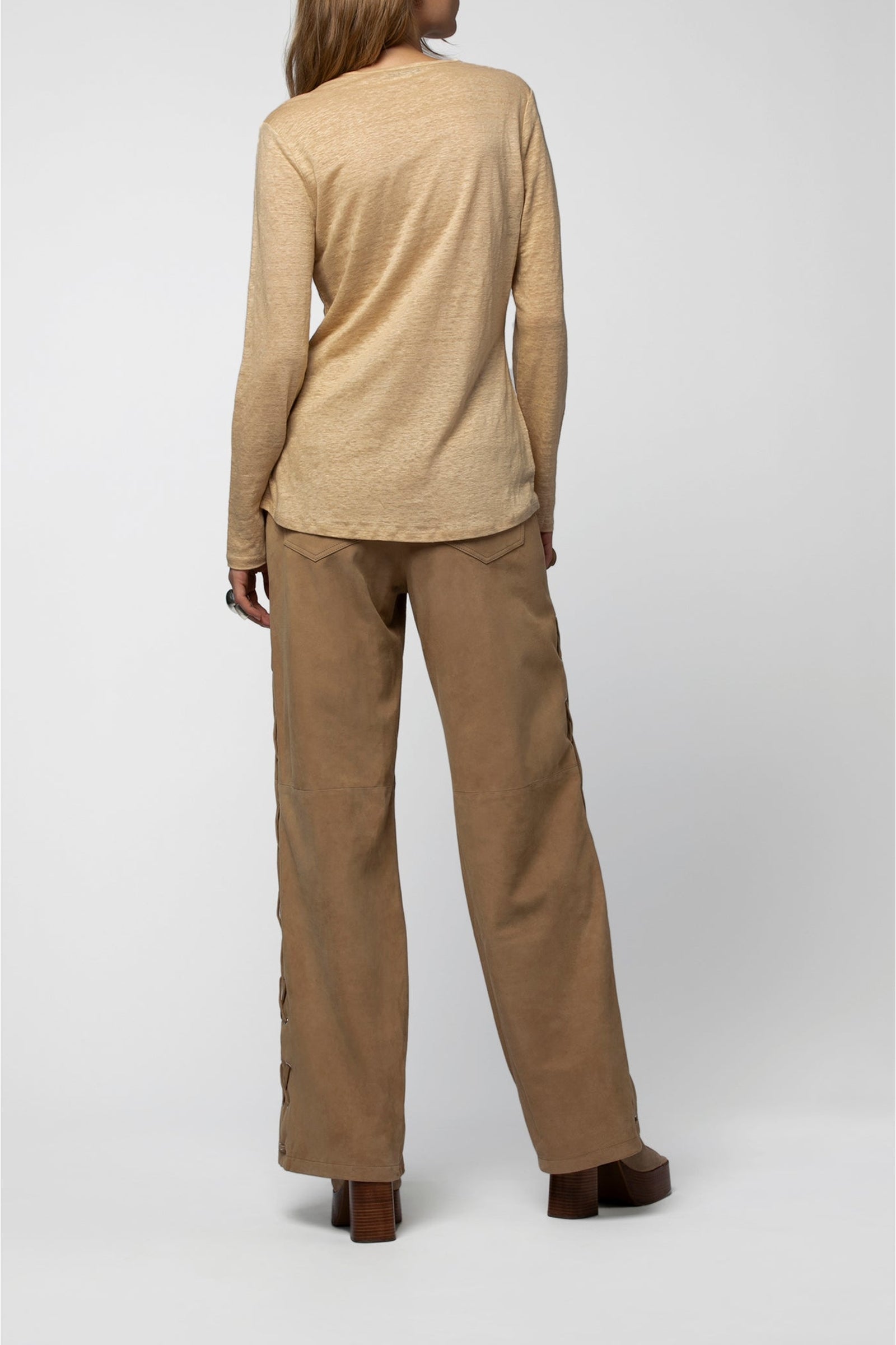 Tyhoa lace top in linen - Dune